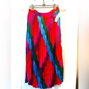 Skies Are Blue Pleated Multicolor Midi Skirt